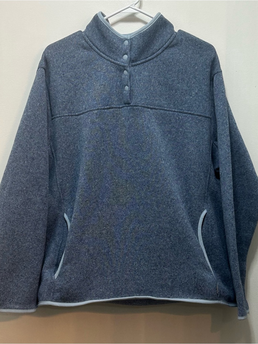 Eddie Bauer Heathered Slate-Blue Quarter-Zip Fleece Pullover